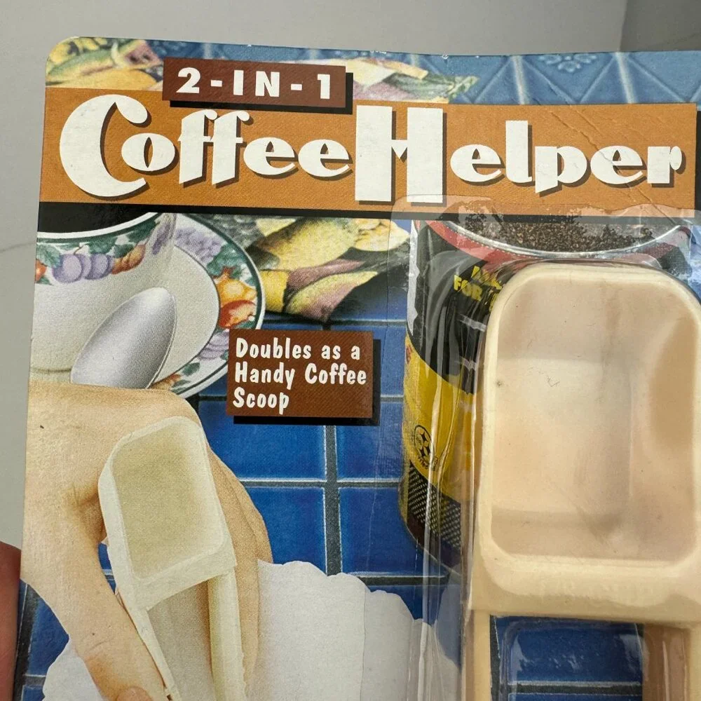 Vtg‎ Sealed Coffee Helper Scoop Filter Lifter Cream Colored Plastic 1/8 Cup Prop